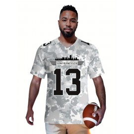 Men's Arctic Camo San Francisco #13 Polyester Football Jersey, Men V-Neck Sports Shirt With Slight Stretch, Breathable Casual Knit Fabric For All Seasons, Loose Fit Adult, Fans Gift Men, For Training Competition Festival Party Outdoor Sports