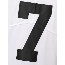 Men'S American Football Uniform # 7 White Embroidered Polyester Sports Shirt