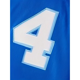 Men's #4 Embroidered V-Neck Rugby Jersey - Breathable Polyester, Loose Fit for Street Sports, Team Activities & Casual Wear