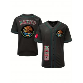 SheLucki Men'S Polyester Baseball Jersey, V-Neck, Slight Stretch, Embroidered, Loose Fit, for Sports, Casual, Daily Wear, Adult & Teen Unisex Style, Four Seasons