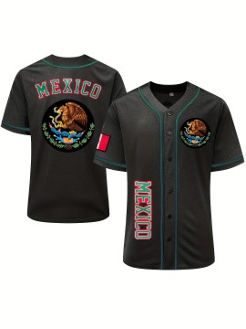 SheLucki Men'S Polyester Baseball Jersey, V-Neck, Slight Stretch, Embroidered, Loose Fit, for Sports, Casual, Daily Wear, Adult & Teen Unisex Style, Four Seasons