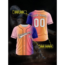 Customizable Youngsters' Baseball Jersey - Personalized Name & Number, Light Purple to White Gradient Design, Breathable Polyester, Perfect for Sports Training, Parties & Casual Wear, Youth Sports Apparel | Outdoor Activity Shirt | Durable Sports Jersey