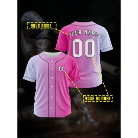 Customizable Youngsters' Baseball Jersey - Personalized Name & Number, Light Purple to White Gradient Design, Breathable Polyester, Perfect for Sports Training, Parties & Casual Wear, Youth Sports Apparel | Outdoor Activity Shirt | Durable Sports Jersey