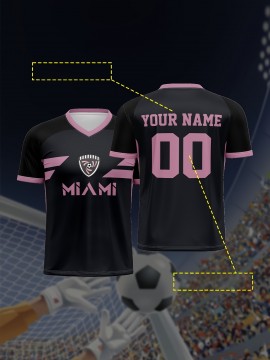 1pc Customizable Soccer Jersey for Kids - Personalized V-Neck Football Shirt with Name & Number, Polyester Knit Fabric, All-Season Sports & Casual Wear, Preppy Street Style, Medium Stretch, for Boys & Girls