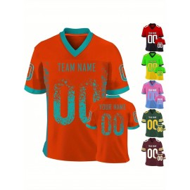 Customizable Football Jersey - Personalized Name & Number, Classic V-Neck Style with Blue & White Stripes, Perfect for Sports, Travel, or Photo Shoots, Sports Fan Apparel | Classic Vneck Style | Durable Fabric, Football Jersey