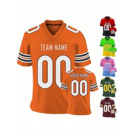 Customizable Football Jersey - Personalized Name & Number, Classic V-Neck Style with Blue & White Stripes, Perfect for Sports, Travel, or Photo Shoots, Sports Fan Apparel | Classic Vneck Style | Durable Fabric, Football Jersey