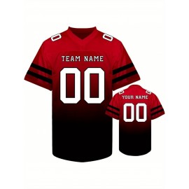 Custom Personalized Football Jerseys with Team Numbers Printed, Tailored Plus-Size Short-Sleeve Shirts, Perfect Gifts for Fans.