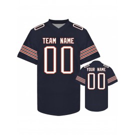 Custom Personalized Football Jerseys with Team Numbers Printed, Tailored Plus-Size Short-Sleeve Shirts, Perfect Gifts for Fans.