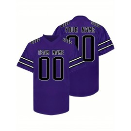 Custom Personalized Football Jerseys with Team Numbers Printed, Tailored Plus-Size Short-Sleeve Shirts, Perfect Gifts for Fans.