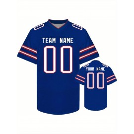 Custom Personalized Football Jerseys with Team Numbers Printed, Tailored Plus-Size Short-Sleeve Shirts, Perfect Gifts for Fans.