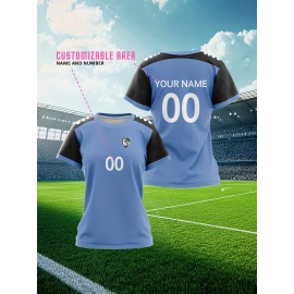 Customizable Women'S Soccer Jersey - Personalized Name & Number, Soft Fabric, Black with White Accents, Perfect for Sports & Team Events, Soccer Accessories